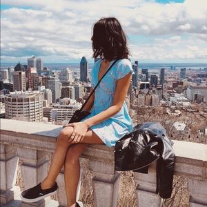 Blue floral mini dress